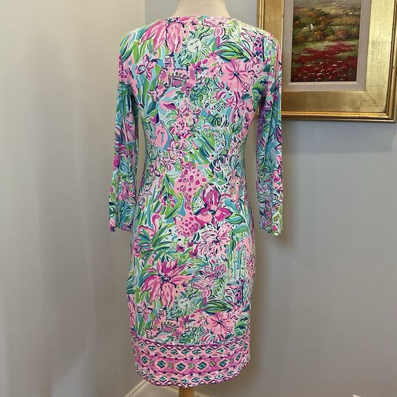 Lilly Pulitzer Nadine UPF 50+ Dress Small Multi Pink Green Print Resort Shift - Picture 3 of 9